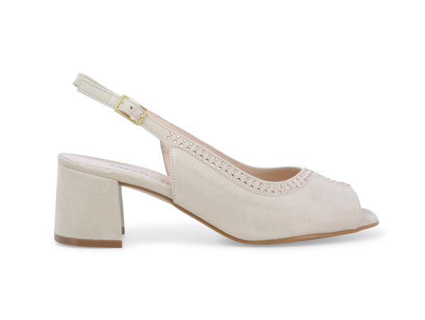 Melluso Sandali Eleganti Comodi Pelle Perlata con Cristalli Rosati S633Z-247053